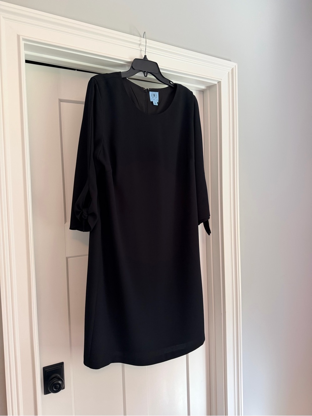 CeCe Black Long Sleeve Shift Dress with Knot Cuffs